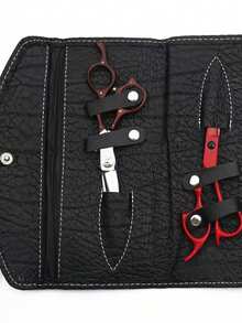 Multifunctional Hairdressing Tool, 1pc Hair Scissors Storage Bag, PU Leather Hairdressing Bag, Professional Barber Tools Waist Pouch, Salon Scissors Organizer Bag - Black - View 6
