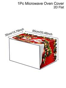 1pc Christmas Microwave Oven Cover, Bow&Christmas Ball, Poinsettia Design Polyester Household Kitchen Microwave Oven Dust Cover, Perfect For Holiday Kitchen Decor & Appliance Protection, Christmas Decoration, 2D Flat - Multicolor - View 29