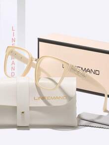 LINFEMAND 1 Pair Women's Luxury Square Frame Clear Lens Glasses, Metal Chain Rhinestone Temple, Daily Wear Shopping Commuting, Women's Atmosphere Decorative Glasses, Comes With Brand Full Set Exquisite Gift Box - Clear - View 10