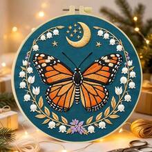 1PC 15*15cm/5.9*5.9in 20*20cm/7.9*7.9in,Flowers And Butterflies Embroidery Kit, DIY Handmade Embroidery Set For Adult Beginners, Home Gift, Women's Sewing Gift, Including User Manual, Printed Pattern Fabric, Embroidery Frame, Needle And Thread. - 20X20CM - View 17
