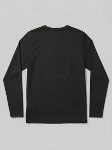 SUPEKYKO Plus Size Solid Color Drop Shoulder Crew Neck T-Shirt, Soft Everyday Essential For Autumn, Suitable For Casual Wear. - Black - View 4