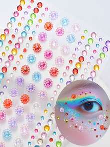 5pcs/4pcs/3pcs/2pcs/1pc, 3D Rainbow Rhinestone Face Gem Stickers, Acrylic Shiny Heart Star Stickers, Self-Adhesive Diamond Design, Suitable For Makeup And Clothing, Multi-Color Rhinestone Face Gems, Perfect For Valentine's Day, Holidays, Parties And Events. - Multicolor - View 6