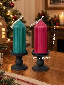 1 Piece Round Top Striped Scented Candle, Red And Green Striped Taper, Suitable For Lighting And Creating Festive Atmosphere, Home Decor, Tabletop Arrangement, Party, Holiday, Wedding, Photography Prop, Holiday Gift, Christmas - A - View 13