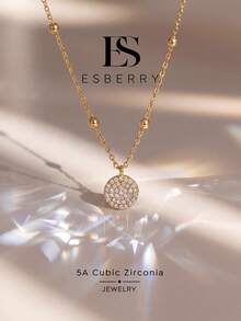 1pc Luxury Round Cubic Zirconia Pendant Necklace, Jewelry, Elegant Women's Gift, Suitable For Daily Wear - Round Bead Necklace - View 1