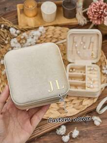 Customized Name Ring Box, Christmas Gift, Personalized Jewelry Box, Travel Jewelry Box, Bridesmaid Invitation, Small Earring Storage Box, Gift Box For Sisters And Friends, Birthday Gift, Forest Tone, Gift For Women, Gift For Sisters, Sister Gift - Multicolor - View 5