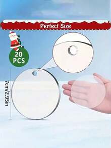 10/20pcs Clear Round Acrylic Decorative Pieces, Clear Round Acrylic Christmas Decorations, Acrylic Decorative Pieces, Perforated Acrylic Round Discs With Adhesive Vinyl Stickers, Christmas Decorations - Clear - View 8