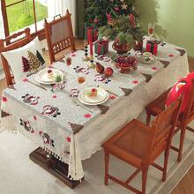 1pc Christmas Bell Santa Claus Classic Coffee Table Cover, American Style Embroidered Lace Tablecloth, Suitable For Party, Gathering, Home Decor - Santa Claus - View 5