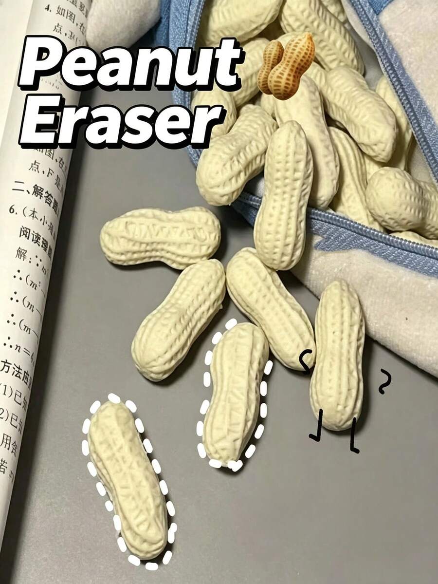 1/5/10/20 buah Penghapus Berbentuk Kacang, Penghapus Pensil Desain Kacang Realistis yang Lucu, Alat Tulis Unik dan Menyenangkan, Mudah Dibersihkan, Cocok untuk Menulis, Menggambar, dan Mengerjakan PR, Perlengkapan Penting untuk Kembali ke Sekolah, Hadiah Alat Tulis Lucu untuk Siswa - putih susu - View 1