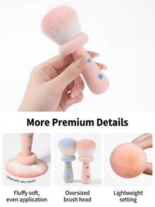 1Pc Cute Mushroom Nail Dust Brush, Soft Large Loose Powder Setting Makeup Brush, Portable Blush Highlighter Powder Brush For Manicure Face Makeup - Multicolor - View 4