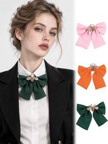 1pc French Delicate Rhinestone Pearl Bee Commute Academy Style Shirt Decorative Bow Tie - Multicolor - View 1