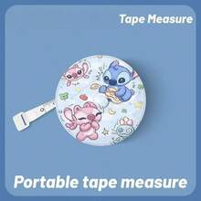 1pc Disney [One-Click Retraction] 2.0m Tape Measure, Stitch Cute Peripheral Portable Mini Tape Measure For Clothing, Waist, Hip, Three-Circumference, Height Measurement, Soft Tape - Multi-color - View 2