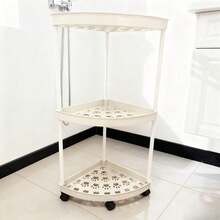 1-Piece Modern Style 3/4/5-Tier Corner Shelf, Foldable, Requires Self-Assembly, Suitable For Bathroom, Kitchen, Cosmetics And Toiletries, Multi-Functional Storage Basket - Multicolor - View 16