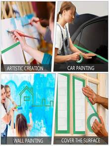 Green Craft Masking Tape, Hand Tear Washi Tape, Easy Write On Decorative Tape For Scrapbooking, School Projects & DIY - Green - View 9