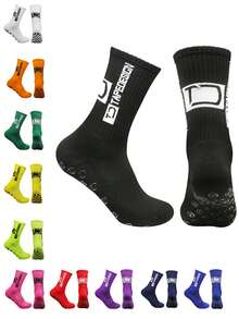 1 Pair Kids Non-Slip Dotted Sports Socks Mid-Calf Football Socks Suitable For 9-15 Years Old Children Outdoor Sports - Multicolor - View 1