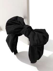 1件裝布製百褶寬版3D單層蝴蝶結髮箍，優雅蝴蝶結髮飾，適合日常/約會/通勤等多用途 - 彩色 - 查看 14
