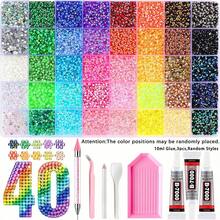 Set Profesional DIY Rhinestone Resin 40/28/24/15 Warna, Set Rhinestone Datar Resin Jelly Berwarna-warni, Bahan Kerajinan Tangan DIY Rhinestone Dekoratif Berkilau, Cocok untuk Lukisan Berlian DIY, Gelas Air, Dekorasi Rhinestone Casing Ponsel, dan Skenario Kerajinan Tangan Lainnya - batu permata imitasi - View 6