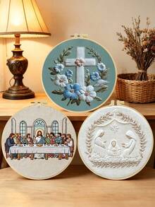 Characters Embroidery Kit For Adult Beginners. Includes Manual, Printed Fabric, Hoop, Needles, Threads & Stitch Guide. Great Home Gift For Women. Size: 15x15cm/5.9in Or 20x20cm/7.9in. - Characters - View 4