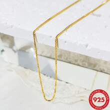 925 Sterling Silver Necklace, Gold-Tone Silver Chain, Classic Box Chain Design With Upgraded Spring Clasp, 18-24 Inches Multiple Sizes, Suitable For Pendant Matching To Create Personal Style, Gift For Men And Women - Gold - View 2