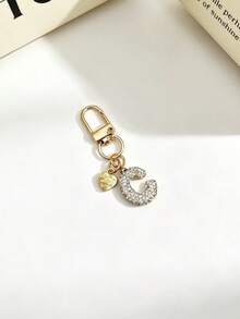 1pc Sparkling Rhinestone Inlaid 26 Letters Heart Pendant Car Key Bag Charm Necklace Friendship Couple Gift - Random Styles - View 15