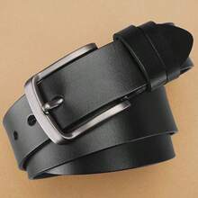 Men's Buckle Belt, Versatile Belt Suitable For Various Pant Styles, Fashionable Leather Belt, Men's Clothing Accessory, Durable Alloy Buckle, Suitable As A Gift - Black - View 6