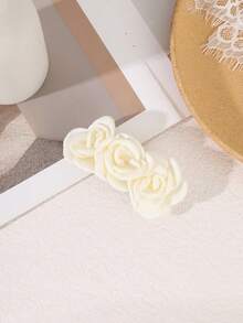 2/1pc French Gentle Pink 3D Fabric Rose Hair Clip Flower Spring Snap Clip Fall Style Dating Evening Party Half-Up Hairstyle Romantic Atmosphere Head Accessory - Multicolor - View 7