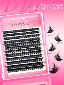 Miss Wink 216 Clusters 100D Ultra Dense D Curl Natural Lash Extensions 8-16mm Mix Assorted Pack 3D Portable Handmade Easy DIY Customizable Wear Suitable For Outings Parties Events Daily Use & Perfect Gift For Women Or Girls & Light Makeup Heavy Makeup Daily Wear - D - View 3