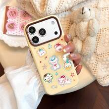 GUCADI Colorful Graffiti Puppy Phone Case, Compatible With Apple 17pm, 18 Pro, Couple Cartoon Soft Shell, Compatible With 15, 16, Shiny, Cute, Girly Style, Creative, Geometric, Cartoon Style, Adorable, Color Block, Niche - Mango Yellow - View 3
