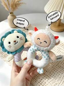 BBSKY 1pc Cute Animal Plush Rattle Toy For Baby Boys And Girls, Built-In Rattle And Crinkle Paper, Sensory Toy For Infant Grasping Training, Suitable As Newborn Baby Gift - Multicolor - View 4