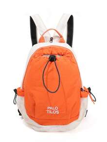 Contrast Color Drawstring Nylon Backpack, Lightweight Minimalist Large Capacity Casual Bag, Portable Small Backpack For Outdoor Short Trips - Multicolor - View 14