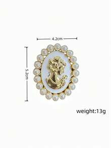 1pc Luxury Palace Style Faux Pearl Lady Head Brooch, Suit Pin, Decorative Multi-Purpose Brooch - Multicolor - View 6