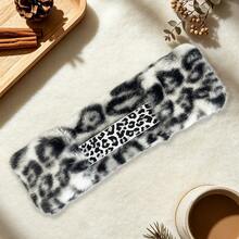 American Retro Leopard Print Plush Wide Headband For Women, Autumn/Winter Thickened Faux Rabbit Fur Warm Headband, Y2K Aesthetic Hair Accessory - Multicolor - View 13