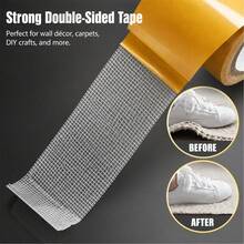 Heavy Duty Fiberglass Mesh Double Sided Tape Strong Tear-Resistant Adhesive Carpet Tape Residue-Free Easy Cut For Rug Car Mat Wall Decor DIY Craft Wedding Event Flooring - Yellow - View 8