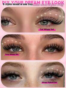 RITALASH 380PCS Mixed Length Individual False Eyelashes, 6 Styles DIY Eyelash Thick-Looking Eyelash Extensions, Spiky & Cat Lashes Self-Grafting Curling Lashes For Women, Makeup Products - View 8