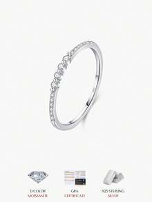 MODIAN Moissanite Rings 925 Sterling Silver Minimalist Lab Diamond Thin Ring Stackable Daily Wear Ring For Women Fine Jewelry - Silver - View 1