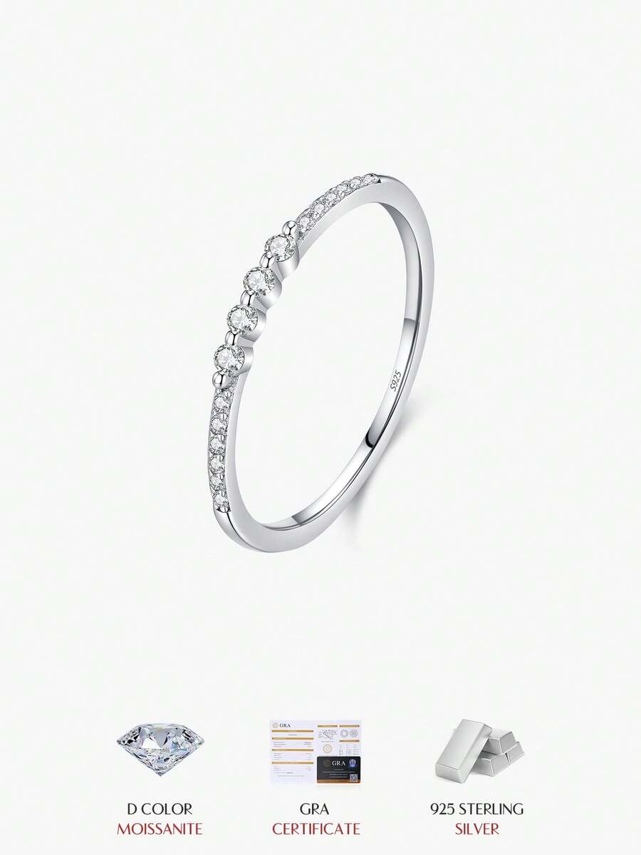 MODIAN Moissanite Rings 925 Sterling Silver Minimalist Lab Diamond Thin Ring Stackable Daily Wear Ring For Women Fine Jewelry - Silver - View 1