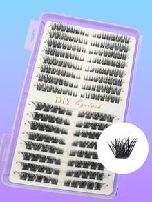 384 Clusters 4 Styles Black Mixed Length Dense Fluffy DIY Eyelash Extensions, Home Use Voluminous Single Cluster Mink-Like False Eyelashes - D - View 5