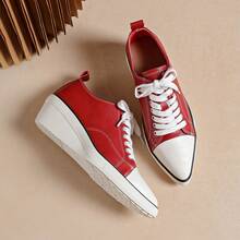 2026 Women's Casual Lace-Up Platform Thick Sole Versatile Fashion Sports Shoes - Red - View 2