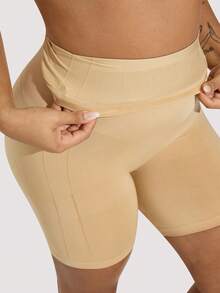 Plus Size Women's High Waist Tummy Control Butt Lifting Shaping Shorts Underwear - Apricot - View 6