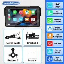 VENBES Layar Sentuh PND Motor 5 Inci Tahan Air, Layar Motor CarPlay & Android Auto Nirkabel Cepat Lepas Pasang, Pemutar Media Bluetooth - Unit Utama PND Sepeda Motor 5 inci - View 9