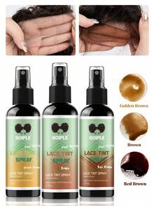 Goiple 2.7fl.Oz Lace Hair Dye Spray, Waterproof Lace Blending Spray, Wig Knot Concealer, Suitable For Hair Extensions, Lace Wigs, Quick-Dry Formula, Matches Skin Tone, Suitable For Daily Wig Wear And Cosplay (Brown/Reddish Brown/Golden Brown) - Dye Spray - View 2