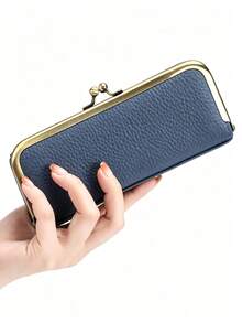 Cowhide Lychee Texture Storage Box, Long Portable Eyeglass Case Makeup Bag, Student Stationery Organizer, Built-In Snap Button Compartments, Multi-Functional Portable Storage Bag, Suitable For Lipstick, Jewelry, Fashion Glasses And Travel Essentials - A - View 9