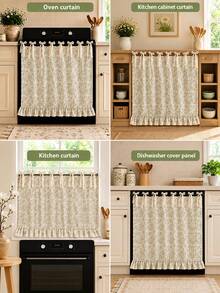 Penutup Oven Bergaya Pedesaan Klasik dengan Motif Bunga, Tepi Bergelombang dan Desain Tali Pengikat, Penutup Oven Gaya Rumah Pertanian, Cocok untuk Melindungi dan Menghias Oven, Mesin Pencuci Piring, dan Mesin Cuci, Penutup Kabinet Gaya Dapur Rumah - MultiWarna - View 7