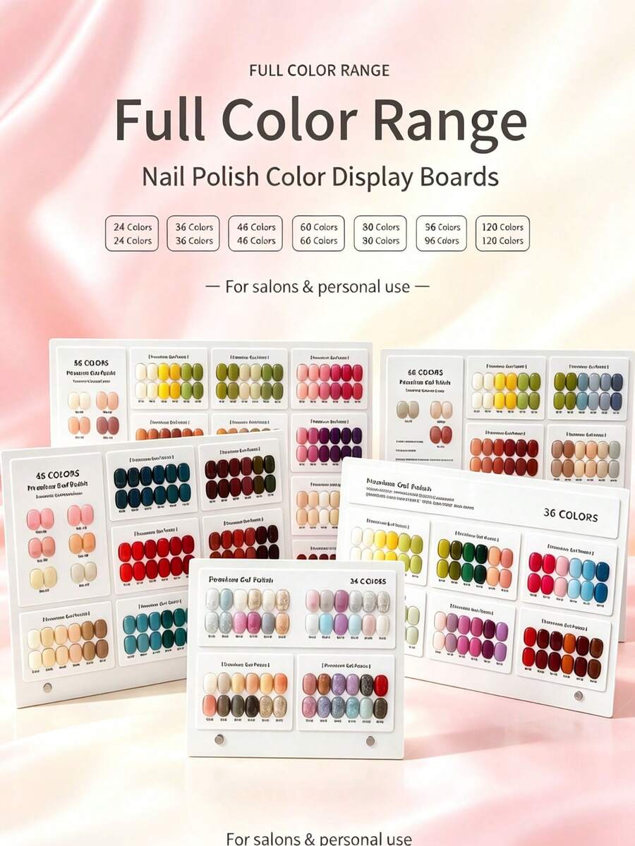 Multi-Color Nail Polish Display Board With Blank Nail Tips And Number Stickers, Includes 24-120 Color Nail Color Swatches, Nail Salon Sample Display Palette, Suitable For DIY Nail Art - Multicolor - View 1