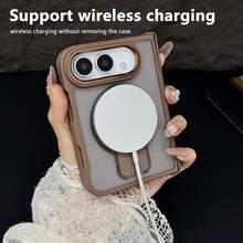 Premium Full‑Wrap Foldable Phone Case With Invisible Desktop Kickstand, Support Wireless Charging, Alloy Lens Rim Anti‑Drop Scratch‑Resistant Hybrid PC TPU Protective Cover Designed Compatible With IPhone Ultra Fold - Khaki - View 6