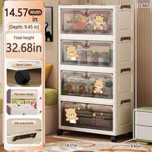 No Assembly Cartoon Flip-Top Folding Storage Cabinet Children Toy Organizer Multi-Layer Plastic Storage Rack Home Use - Transparent - View 20