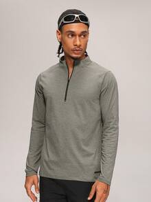 MASKERT Men's Long Sleeve Athletic T-Shirt, Daily Jogging Gym Training Sports Tee For Tennis Golf Rugby - Light Grey - View 5