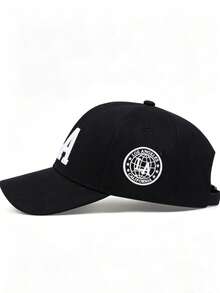 1pc Unisex Letter Embroidered Baseball Cap, Outdoor Adjustable Sun Protection Casual Hat, Suitable For Spring/Autumn Travel, Beach Vacation - Black - View 3