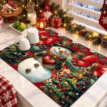 1pc Christmas Themed Printed Pattern Dish Drying Mat, Kitchen Countertop Bowl & Plate Rubber Bottom Drying Pad, Party Decoration, Super Absorbent Hidden Stain Dish Drying Mat, Soft Diatomaceous Earth With Rubber Backing Multi-Functional Kitchen Home Mat, Quick Dry Mat For Coffee Machine & Dish Rack, Kitchen Countertop Coffee Mat & Dish Drying Pad - LL LSD006 - View 2