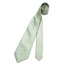 Light Green Paisley Jacquard Men's Tie Set, 4-Piece Set Includes Handkerchief, Cufflinks, Silver Tie Clip, Wedding Accessories - Green - View 5