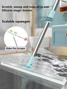 Squeegee Lantai Silikon Baja Tahan Karat, Pengikis Pembersih Basah dan Kering untuk Kamar Mandi & Kaca - Versi yang ditingkatkan - View 2